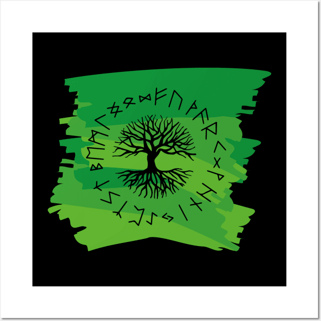 Vikings Norse Mythology Yggdrasil and Runes Asatru Viking Gift Wall Art by vikki182@hotmail.co.uk